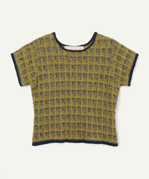 leinwande(ラインヴァンド)の「【leinwande】26AW新作 Check Jacquard Tshirt / チェックジャガードTシャツ(Tシャツ/カットソー・レディース・Black/Yellow/Wine・ONE SIZE)」の1枚目の写真