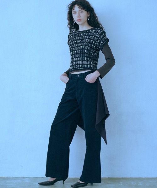 leinwande(ラインヴァンド)の「【leinwande】26AW新作 Check Jacquard Tshirt / チェックジャガードTシャツ(Tシャツ/カットソー・レディース・Black/Yellow/Wine・ONE SIZE)」の5枚目の写真