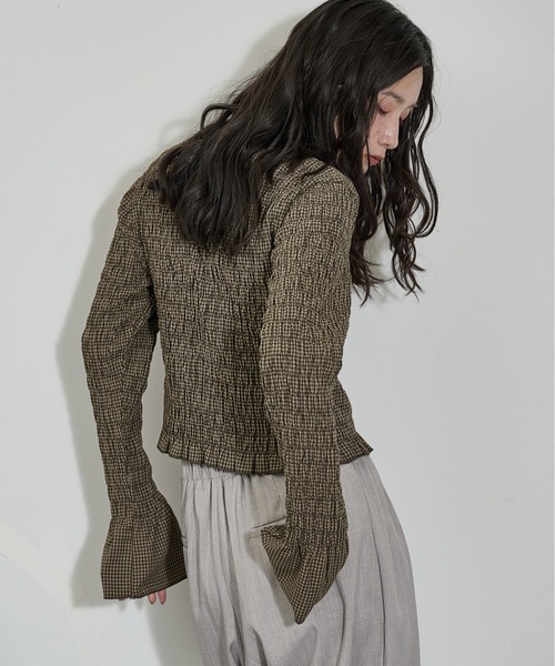 THE YOn(ザヨン)の「2WAYチェックシャーリングフリルブラウス(シャツ/ブラウス・レディース・グリーン/チャコールグレー/ブラウン・FREE)」の22枚目の写真