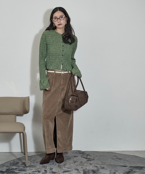 THE YOn(ザヨン)の「2WAYチェックシャーリングフリルブラウス(シャツ/ブラウス・レディース・グリーン/チャコールグレー/ブラウン・FREE)」の6枚目の写真