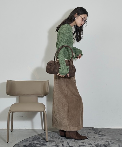 THE YOn(ザヨン)の「2WAYチェックシャーリングフリルブラウス(シャツ/ブラウス・レディース・グリーン/チャコールグレー/ブラウン・FREE)」の7枚目の写真