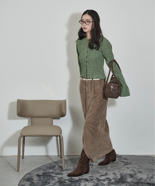 THE YOn(ザヨン)の「2WAYチェックシャーリングフリルブラウス(シャツ/ブラウス・レディース・グリーン/チャコールグレー/ブラウン・FREE)」の9枚目の写真