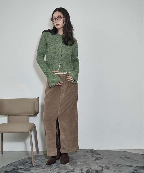 THE YOn(ザヨン)の「2WAYチェックシャーリングフリルブラウス(シャツ/ブラウス・レディース・グリーン/チャコールグレー/ブラウン・FREE)」の11枚目の写真