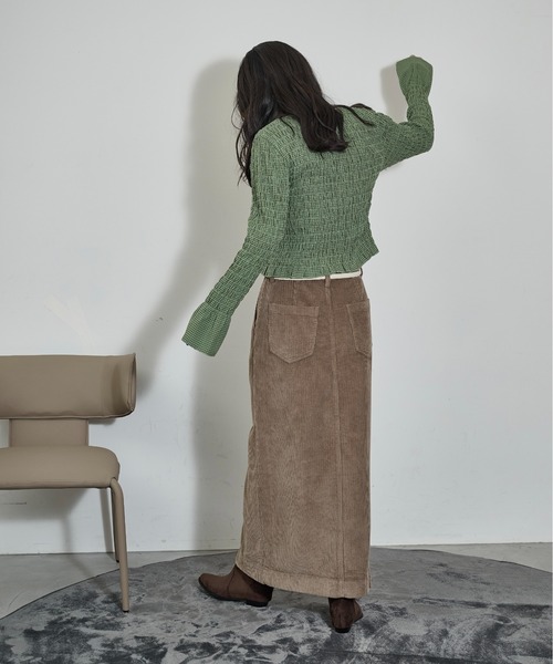 THE YOn(ザヨン)の「2WAYチェックシャーリングフリルブラウス(シャツ/ブラウス・レディース・グリーン/チャコールグレー/ブラウン・FREE)」の14枚目の写真
