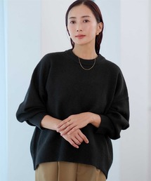 【スフレタッチ】ウールブレンドクルーネックニット
