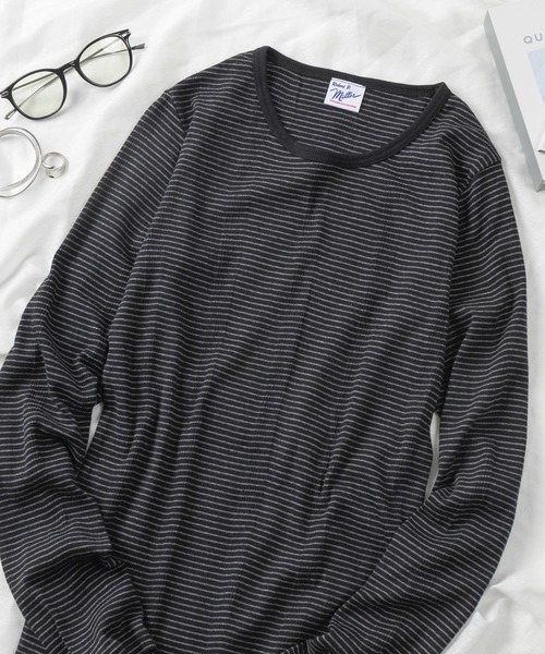 MILLER(ミラー)の「【92】【Miller/ミラー】パネルリブ クルーネック ロングスリーブ Tシャツ/クルーネック/インナー/針抜きリブ/リブニット/レディース(Tシャツ/カットソー・レディース・グレー/ホワイト/ブラック/ピンク/ブルー/ブラック系・FREE)」の4枚目の写真