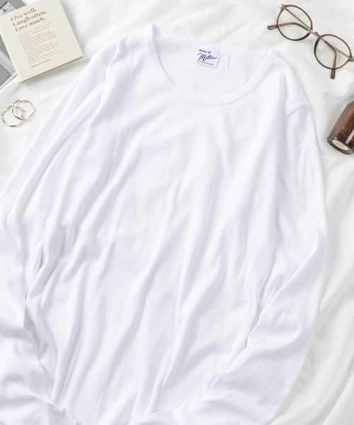 MILLER(ミラー)の「【92】【Miller/ミラー】パネルリブ クルーネック ロングスリーブ Tシャツ/クルーネック/インナー/針抜きリブ/リブニット/レディース(Tシャツ/カットソー・レディース・グレー/ホワイト/ブラック/ピンク/ブルー/ブラック系・FREE)」の2枚目の写真