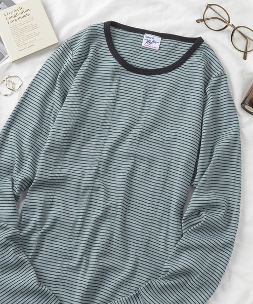 MILLER(ミラー)の「【92】【Miller/ミラー】パネルリブ クルーネック ロングスリーブ Tシャツ/クルーネック/インナー/針抜きリブ/リブニット/レディース(Tシャツ/カットソー・レディース・グレー/ホワイト/ブラック/ピンク/ブルー/ブラック系・FREE)」の5枚目の写真