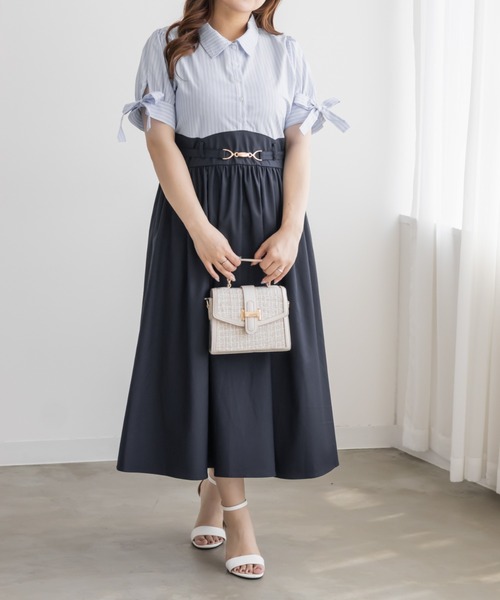 CLETTE(クレット)の「ビットベルトドッキングワンピース(ワンピース・レディース・ネイビー/ブラウン・LL/4L/3L)」の19枚目の写真