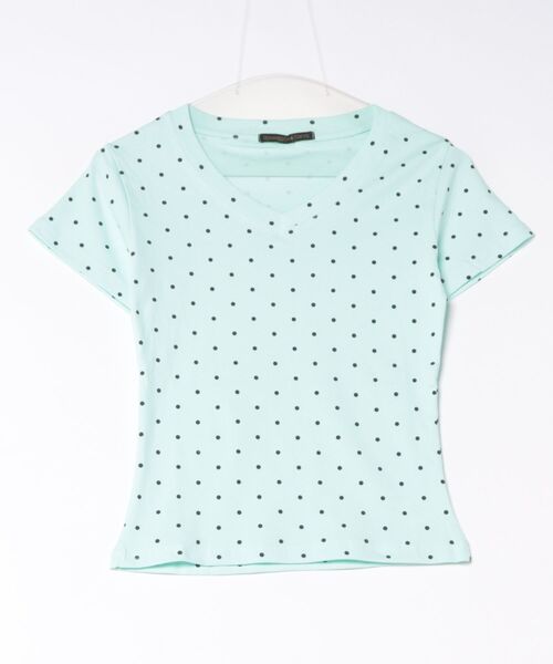 おしゃれスタ(オシャレスタ)の「ドット柄 Vネック Tシャツ(Tシャツ/カットソー・レディース・イエロー/ブラック/ホワイト/ミント・XL/L/S/M)」の14枚目の写真