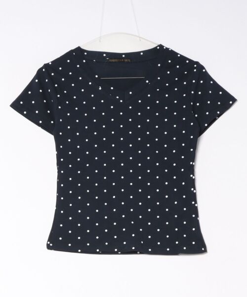 おしゃれスタ(オシャレスタ)の「ドット柄 Vネック Tシャツ(Tシャツ/カットソー・レディース・イエロー/ブラック/ホワイト/ミント・XL/L/S/M)」の13枚目の写真