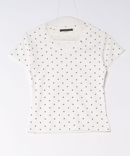 おしゃれスタ(オシャレスタ)の「ドット柄 Vネック Tシャツ(Tシャツ/カットソー・レディース・イエロー/ブラック/ホワイト/ミント・XL/L/S/M)」の16枚目の写真