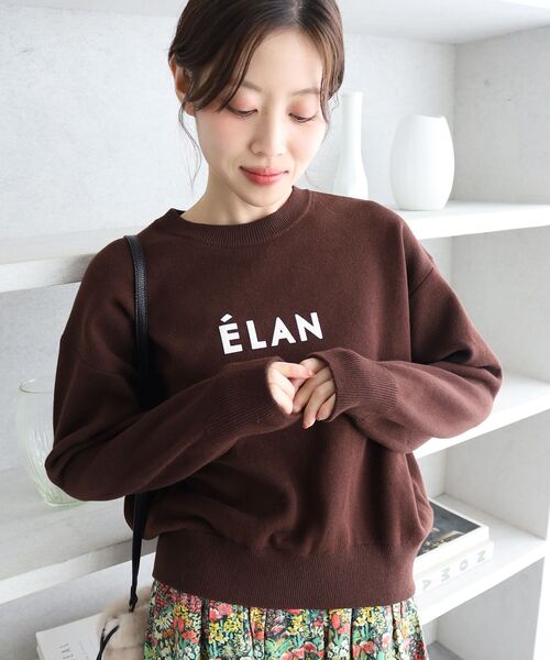 le.coeur blanc(ルクールブラン)の「《WEB限定》スウェットライクロゴニット(ニット/セーター・レディース・アイボリー/チャコールグレー/グリーン/グレー/ブラウン・38)」の4枚目の写真