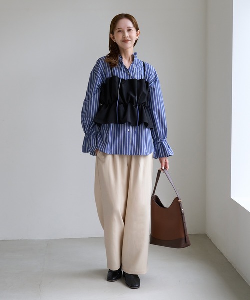 ROPE' PICNIC(ロペピクニック)の「タックワイドプレイフルカラーパンツ(その他パンツ・レディース・ダークブラウン/ピンク/ブルー系その他4/ベージュ系その他/キナリ/ブラック・M/S/L)」の22枚目の写真