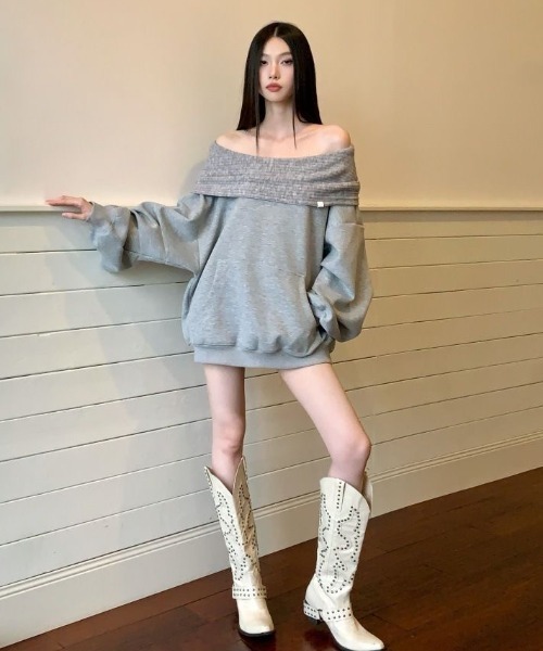 SHERU（シェル）の「【2WAY】オーバーサイズ リブ切替スウェット（スウェット・レディース・グレー・M）」の9枚目の写真