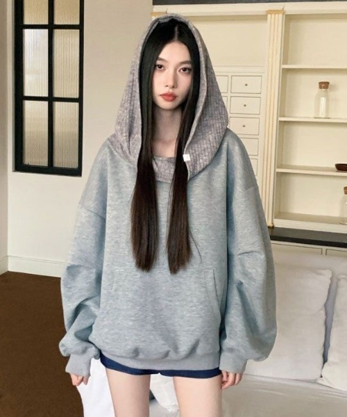 SHERU（シェル）の「【2WAY】オーバーサイズ リブ切替スウェット（スウェット・レディース・グレー・M）」の5枚目の写真