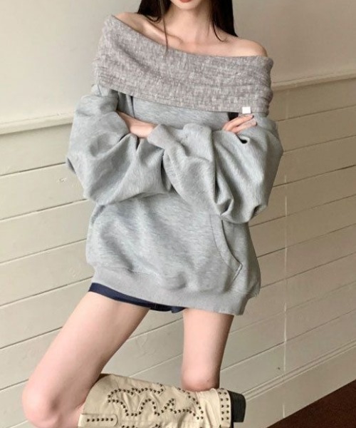 SHERU（シェル）の「【2WAY】オーバーサイズ リブ切替スウェット（スウェット・レディース・グレー・M）」の14枚目の写真
