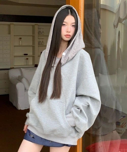 SHERU（シェル）の「【2WAY】オーバーサイズ リブ切替スウェット（スウェット・レディース・グレー・M）」の15枚目の写真