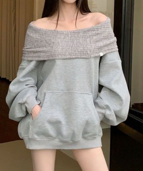 SHERU（シェル）の「【2WAY】オーバーサイズ リブ切替スウェット（スウェット・レディース・グレー・M）」の16枚目の写真