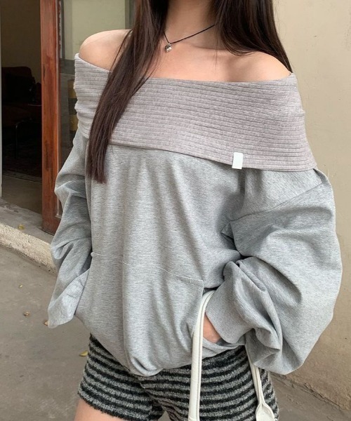 SHERU（シェル）の「【2WAY】オーバーサイズ リブ切替スウェット（スウェット・レディース・グレー・M）」の22枚目の写真