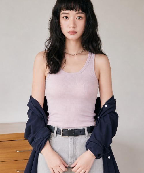 JOCOSA（ジョコサ）の「接触冷感 メリノウール素材 タンクトップ（タンクトップ・レディース・グレー/ピンク/ブラック/ブルー/アイボリー/ブラウン・M/L）」の6枚目の写真