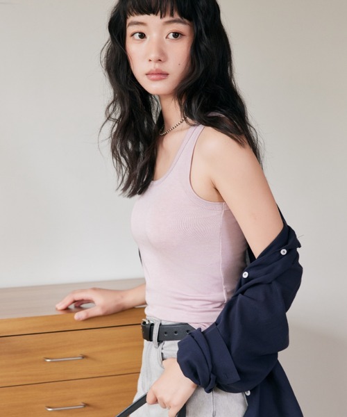 JOCOSA（ジョコサ）の「接触冷感 メリノウール素材 タンクトップ（タンクトップ・レディース・グレー/ピンク/ブラック/ブルー/アイボリー/ブラウン・M/L）」の18枚目の写真