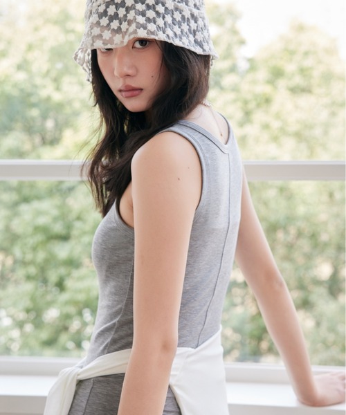 JOCOSA（ジョコサ）の「接触冷感 メリノウール素材 タンクトップ（タンクトップ・レディース・グレー/ピンク/ブラック/ブルー/アイボリー/ブラウン・M/L）」の8枚目の写真