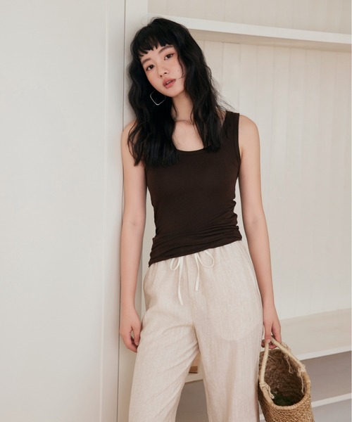 JOCOSA（ジョコサ）の「接触冷感 メリノウール素材 タンクトップ（タンクトップ・レディース・グレー/ピンク/ブラック/ブルー/アイボリー/ブラウン・M/L）」の15枚目の写真