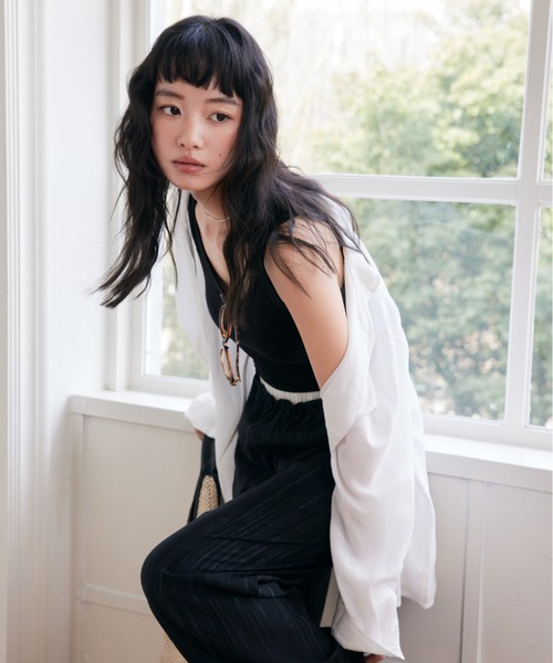 JOCOSA（ジョコサ）の「接触冷感 メリノウール素材 タンクトップ（タンクトップ・レディース・グレー/ピンク/ブラック/ブルー/アイボリー/ブラウン・M/L）」の12枚目の写真