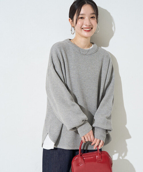 FREAK'S STORE(フリークスストア)の「限定展開 片畦 ラウンド コットン ニット プルオーバー(ニット/セーター・レディース・グリーン/ダークブラウン/ネイビー/ブラック/ピンク/サックスブルー/ライトグレー/ナチュラル/イエロー・フリ-)」の19枚目の写真