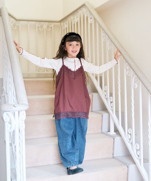 Piet(ピエット)の「【2点セット】サテンレースキャミチュニック&リブT(Tシャツ/カットソー・キッズ・ブラウン/オフホワイト・110/100/120/130)」の19枚目の写真