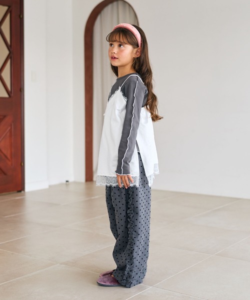 Piet(ピエット)の「【2点セット】サテンレースキャミチュニック&リブT(Tシャツ/カットソー・キッズ・ブラウン/オフホワイト・110/100/120/130)」の13枚目の写真