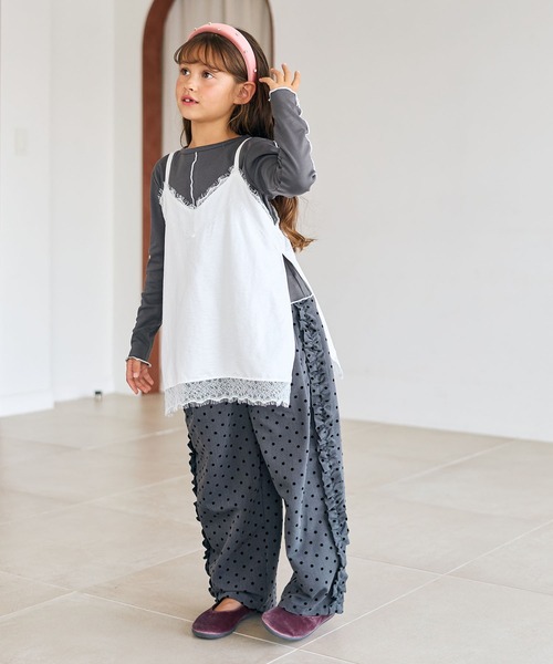 Piet(ピエット)の「【2点セット】サテンレースキャミチュニック&リブT(Tシャツ/カットソー・キッズ・ブラウン/オフホワイト・110/100/120/130)」の14枚目の写真