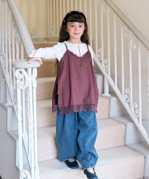 Piet(ピエット)の「【2点セット】サテンレースキャミチュニック&リブT(Tシャツ/カットソー・キッズ・ブラウン/オフホワイト・110/100/120/130)」の21枚目の写真
