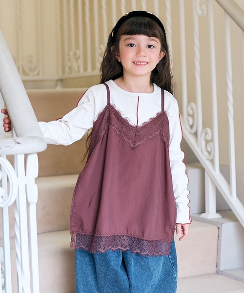 Piet(ピエット)の「【2点セット】サテンレースキャミチュニック&リブT(Tシャツ/カットソー・キッズ・ブラウン/オフホワイト・110/100/120/130)」の20枚目の写真