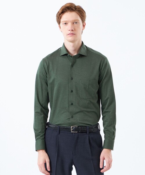 MACKINTOSH PHILOSOPHY（ﾏｯｷﾝﾄｯｼｭ ﾌｨﾛｿﾌｨｰ）の「スクエアホリゾンタルワイドシャツ 無地バリエーションジャージー（シャツ/ブラウス・メンズ・グレー系その他2/チャコールグレー/ネイビー/ブルー系その他7/グリーン系その他6/ブラウン系その他6・40/38）」の4枚目の写真