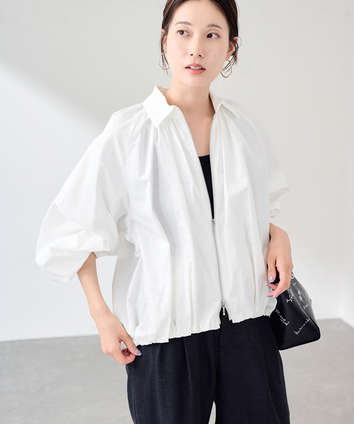 FRAMeWORK(フレームワーク)の「GATHER BLOUSON(その他アウター・レディース・ブラウン/ホワイト/ネイビー・FREE)」の9枚目の写真