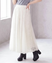レース×チュールスカート