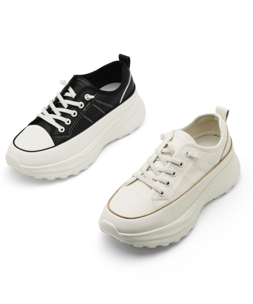 SPUR(シュプール)の「ブレア エラスティックバンディング スニーカー 牛革 プラットフォームシューズ 6.5cm -WA9006 (2color)(スニーカー・レディース・ブラック/アイボリー・23cm/23.5cm/24cm/24.5cm/25cm)」の6枚目の写真