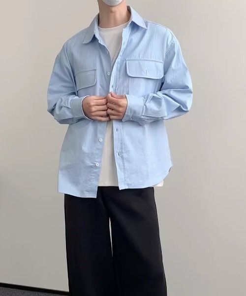 DOUBLE STEAL(ダブルスティール)の「DSフラップポケットオーバーシャツ(シャツ/ブラウス・メンズ・ブルー/ホワイト・X-LARGE/LARGE/MEDIUM)」の3枚目の写真