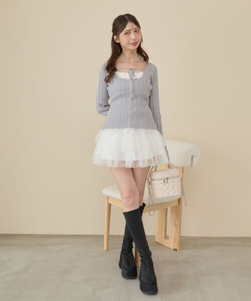 MAJESTIC LEGON(マジェスティックレゴン)の「リボンレイヤードライクニットトップス(ニット/セーター・レディース・ブラック/アイボリー/グレー・MEDIUM)」の13枚目の写真
