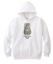 Moftique（モフティック） プルパーカー スウェット 裏毛 スコティッシュフォールド キャット ペット アニマル プリント トップス レディース ユニセックス