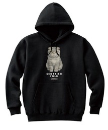 Moftique(モフティック) プルパーカー スウェット 裏毛 スコティッシュフォールド キャット ペット アニマル プリント トップス レディース ユニセックス