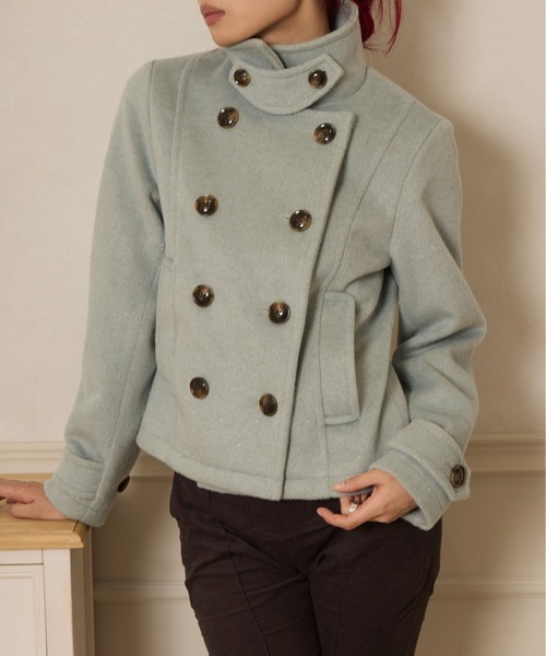 sedacle girl(セダクルガール)の「ラメショートPコート(ピーコート・レディース・チャコールグレー/ミント/ネイビー・SMALL/MEDIUM)」の3枚目の写真