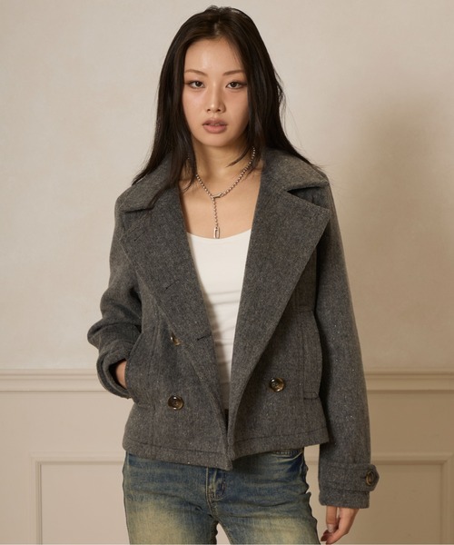 sedacle girl(セダクルガール)の「ラメショートPコート(ピーコート・レディース・チャコールグレー/ミント/ネイビー・SMALL/MEDIUM)」の20枚目の写真