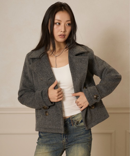 sedacle girl(セダクルガール)の「ラメショートPコート(ピーコート・レディース・チャコールグレー/ミント/ネイビー・SMALL/MEDIUM)」の21枚目の写真