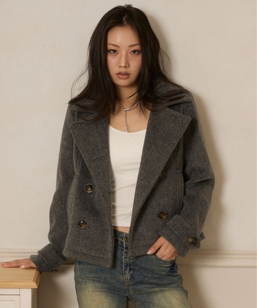 sedacle girl(セダクルガール)の「ラメショートPコート(ピーコート・レディース・チャコールグレー/ミント/ネイビー・SMALL/MEDIUM)」の19枚目の写真