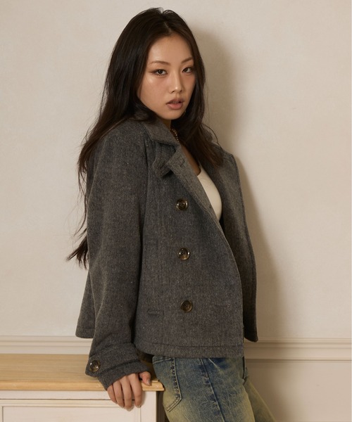 sedacle girl(セダクルガール)の「ラメショートPコート(ピーコート・レディース・チャコールグレー/ミント/ネイビー・SMALL/MEDIUM)」の22枚目の写真