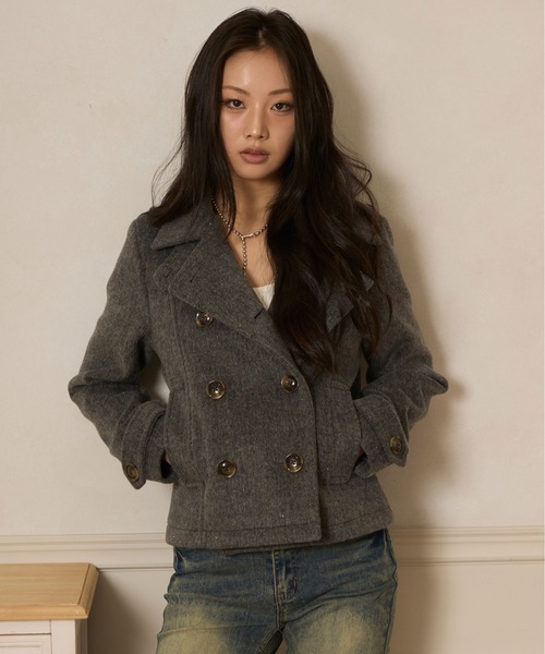 sedacle girl(セダクルガール)の「ラメショートPコート(ピーコート・レディース・チャコールグレー/ミント/ネイビー・SMALL/MEDIUM)」の16枚目の写真