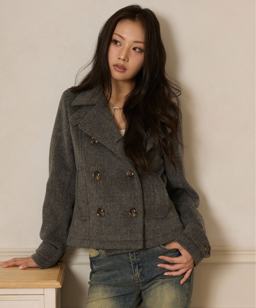 sedacle girl(セダクルガール)の「ラメショートPコート(ピーコート・レディース・チャコールグレー/ミント/ネイビー・SMALL/MEDIUM)」の18枚目の写真